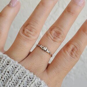 Claddagh Ring, Tiny Celtic Irish Claddagh Ring, Thin Ring, Sterling Silver Women